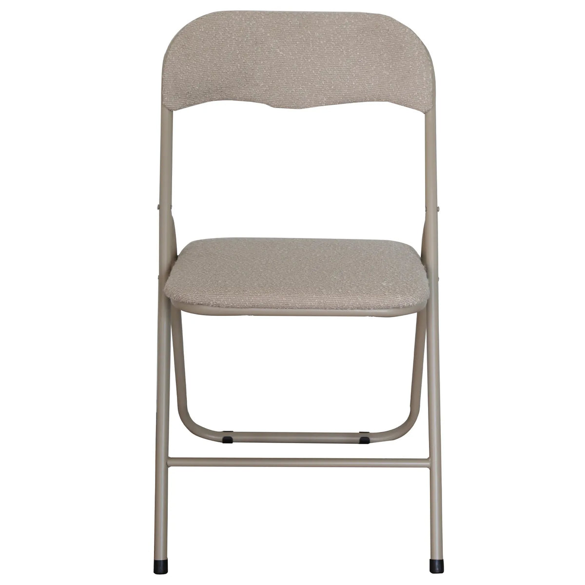 Sedia pieghevole Solana in tessuto bouclè con struttura in metallo, design moderno e salvaspazio