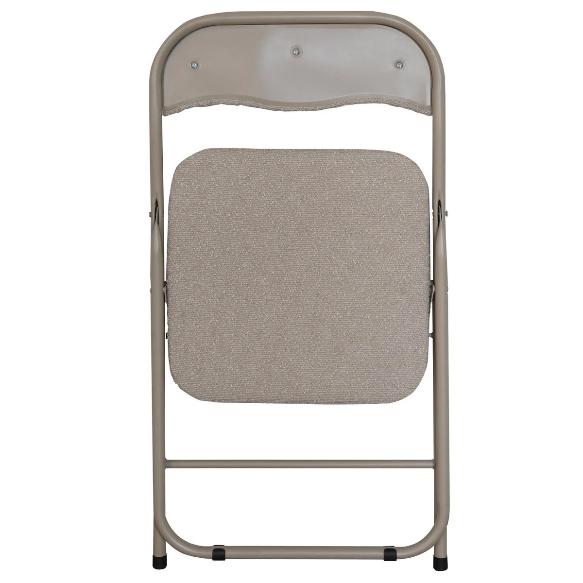 Sedia pieghevole Solana in tessuto bouclè con struttura in metallo, design moderno e salvaspazio