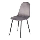 Sedia Tiky in velluto grigio con gambe in metallo nero e seduta imbottita