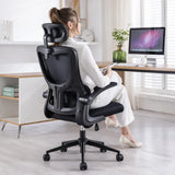 Sedia ufficio ergonomica ErgoPro nera con poggiatesta e schienale in rete traspirante