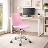 Sedia ufficio girevole azzurra con base cromata e ruote regolabile in altezza design moderno