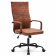 Sedia ufficio Olden in effetto pelle vintage marrone con braccioli e base con ruote