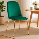 Set 2 sedie Calira in velluto rosa imbottite con gambe oro design moderno elegante per sala da pranzo