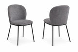 Set da 2 sedie Dea imbottite in tessuto antimacchia e antigraffio, disponibili nelle finiture Tortora con gambe Cashmere e Antracite con gambe Nero.