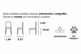 Set da 2 sedie Dea imbottite in tessuto antimacchia e antigraffio, disponibili nelle finiture Tortora con gambe Cashmere e Antracite con gambe Nero.