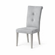 Set 2 sedie Doriane imbottite in tessuto grigio e tortora con gambe coordinate design moderno elegante per sala da pranzo
