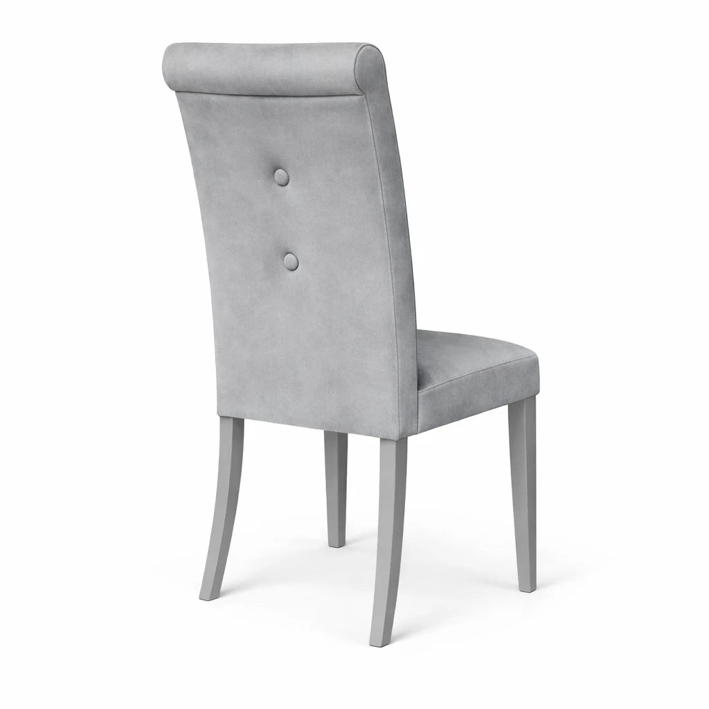 Set 2 sedie Doriane imbottite in tessuto grigio e tortora con gambe coordinate design moderno elegante per sala da pranzo
