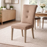 Set 2 sedie Doriane imbottite in tessuto grigio e tortora con gambe coordinate design moderno elegante per sala da pranzo
