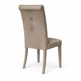 Set 2 sedie Doriane imbottite in tessuto grigio e tortora con gambe coordinate design moderno elegante per sala da pranzo
