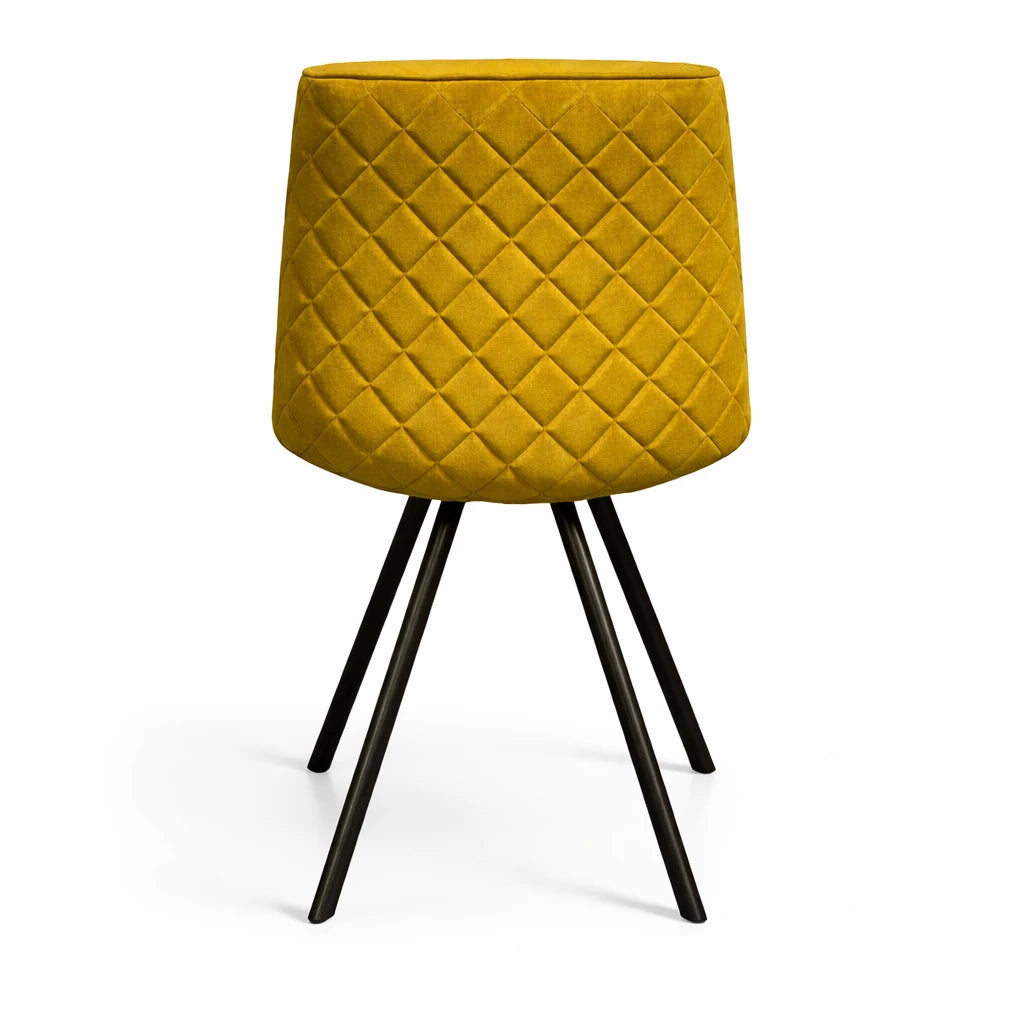 Set 2 sedie Nerissa imbottite grigio o senape con gambe nere design moderno per sala da pranzo e soggiorno