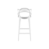 Sgabello 133 moderno in polipropilene beige con schienale ergonomico, perfetto per banconi cucina e bar