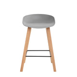 Sgabello moderno Daxer bianco con seduta in plastica e gambe in legno di faggio stile nordico