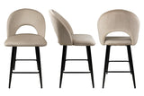 Sgabello Mary in velluto disponibile nei colori tortora, grigio e senape con struttura e poggiapiedi in metallo