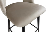 Sgabello Mary in velluto disponibile nei colori tortora, grigio e senape con struttura e poggiapiedi in metallo