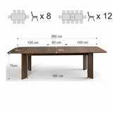 Tavolo Douglas allungabile in legno Noce da 200 a 260 cm