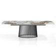 Tavolo allungabile Pegaso con piano in ceramica Onice lucido e basamento in metallo Grigio opaco
