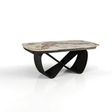 Tavolo allungabile Sirio con piano in ceramica effetto marmo Onice lucido e basamento Grigio opaco