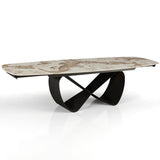Tavolo allungabile Sirio con piano in ceramica effetto marmo Onice lucido e basamento Grigio opaco