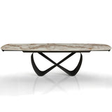 Tavolo allungabile Sirio con piano in ceramica effetto marmo Onice lucido e basamento Grigio opaco