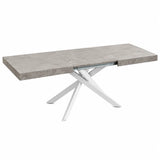 Tavolo allungabile Tokyo con struttura in metallo bianco e piano disponibile in rovere nodato, marmo carrara e cemento.