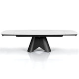 Tavolo allungabile Venere con piano in ceramica marmo Bianco opaco e basamento centrale Grigio opaco