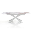 Tavolo allungabile Xeno con piano in ceramica effetto marmo Onice lucido e basamento Bianco opaco