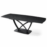 Tavolo Angel 160 cm allungabile a 240 cm, con piano in ceramica effetto marmo nero creta a e struttura nero.