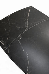 Tavolo Angel 160 cm allungabile a 240 cm, con piano in ceramica effetto marmo nero creta a e struttura nero.