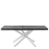Tavolo Anson allungabile con piano in rovere o effetto cemento e gambe incrociate in metallo, estensibile da 160 a 240 cm