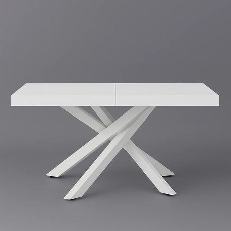 Tavolo Anson allungabile con piano in rovere o effetto cemento e gambe incrociate in metallo, estensibile da 160 a 240 cm