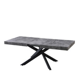Tavolo Anson allungabile con piano in rovere o effetto cemento e gambe incrociate in metallo, estensibile da 160 a 240 cm

