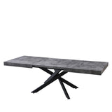 Tavolo Anson allungabile con piano in rovere o effetto cemento e gambe incrociate in metallo, estensibile da 160 a 240 cm