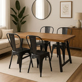 Tavolo Arbusto 180x90 in legno massello spessore 8 cm con gambe in metallo nero disponibile rovere chiaro o noce