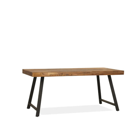 Tavolo Arbusto 180x90 in legno massello spessore 8 cm con gambe in metallo nero disponibile rovere chiaro o noce