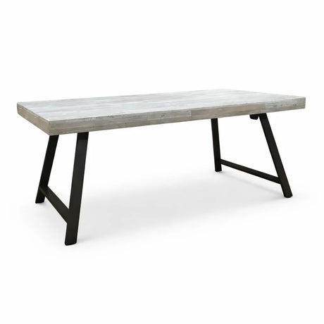 Tavolo Arbusto 180x90 in legno massello spessore 8 cm con gambe in metallo nero disponibile rovere chiaro o noce