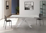 Tavolo allungabile Ares in ceramica marmo nero con gambe in metallo nero, misura 140-200x80 cm