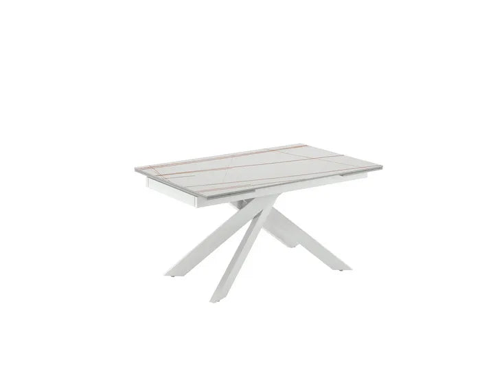 Tavolo allungabile Ares in ceramica marmo nero con gambe in metallo nero, misura 140-200x80 cm