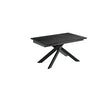 Tavolo allungabile Ares in ceramica marmo nero con gambe in metallo nero, misura 140-200x80 cm
