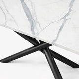 Tavolo allungabile a botte con piano in ceramica calacatta oro lucido o carrara opaco e base in metallo oro o 