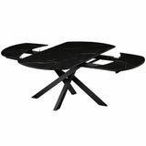 Tavolo allungabile Giove 140/200 cm con piano in ceramica effetto Marmo Nero Creta e struttura in metallo nero.