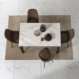 Tavolo allungabile Horus con top in ceramica effetto marmo Calacatta Oro e struttura in metallo bronzo opaco 160/240 cm