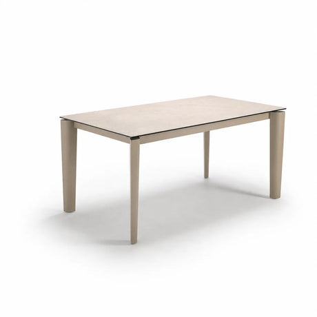 Tavolo allungabile Horus con top in ceramica effetto marmo Calacatta Oro e struttura in metallo bronzo opaco 160/240 cm