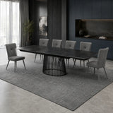 Tavolo Icaro allungabile con piano in ceramica effetto marmo Nero opaco e basamento Grigio opaco