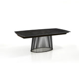 Tavolo Icaro allungabile con piano in ceramica effetto marmo Nero opaco e basamento Grigio opaco
