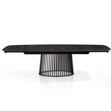 Tavolo Icaro allungabile con piano in ceramica effetto marmo Nero opaco e basamento Grigio opaco