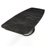Tavolo Icaro allungabile con piano in ceramica effetto marmo Nero opaco e basamento Grigio opaco