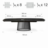 Tavolo Icaro allungabile con piano in ceramica effetto marmo Nero opaco e basamento Grigio opaco