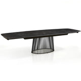 Tavolo Icaro allungabile con piano in ceramica effetto marmo Nero opaco e basamento Grigio opaco