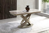 Tavolo IGOR allungabile 160-240 cm con piano in marmo e struttura in metallo nero o champagne

