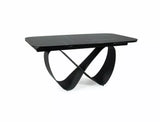 Tavolo Infinity Ceramic allungabile con top in vetroceramica marmo nero e base in metallo verniciato nero opaco